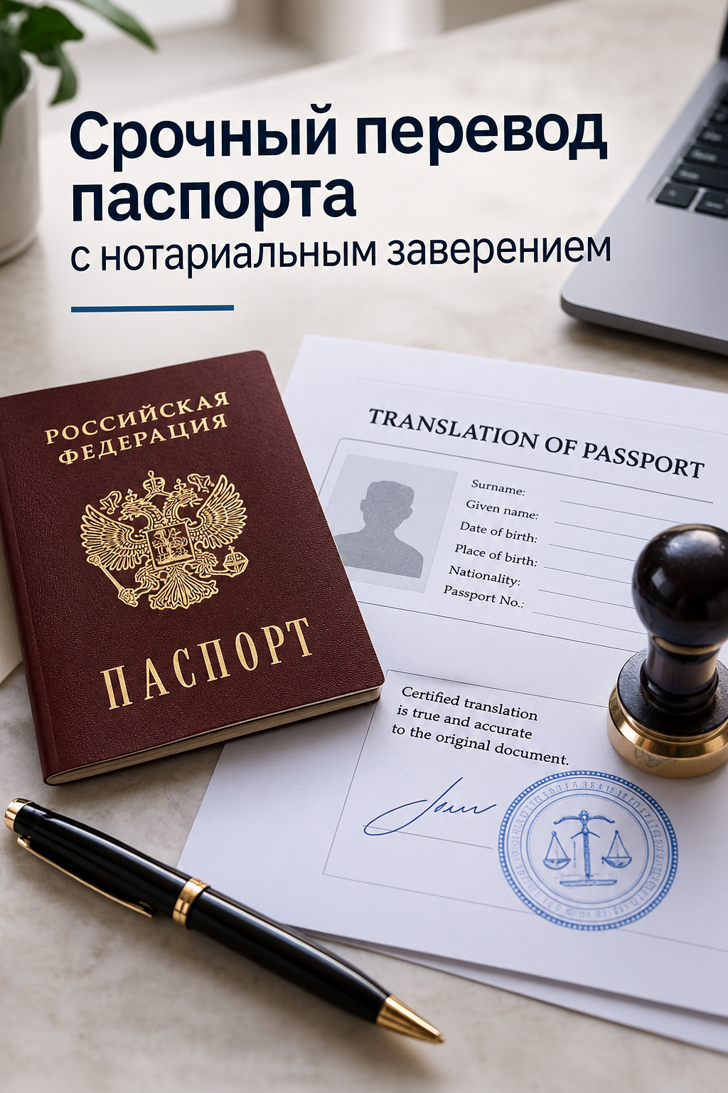 Срочный перевод паспорта с нотариальным заверением